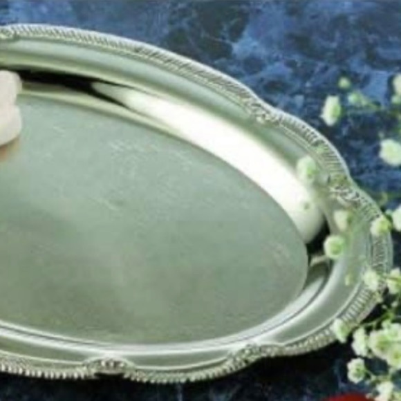 NWT SterlingCraft oval etched serving tray - Picture 7 of 9